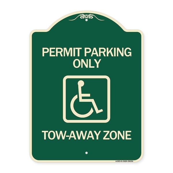 Signmission Accessible Permit Parking Tow-Away Zone W/ Heavy-Gauge Aluminum Sign, 24" x 18", G-1824-24354 A-DES-G-1824-24354 - main
